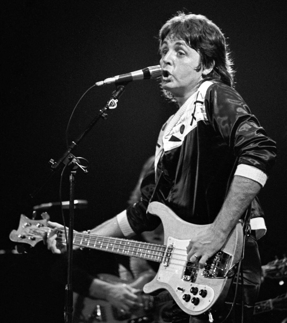 Paul McCartney and Wings opened their first United States tour, “Wings Over America,” at the Tarrant County Convention Center on May 3, 1976, attracting a packed house, which was sold out two months before the show. The ex-Beatle, Paul McCartney, is seen here performing on stage during the concert.